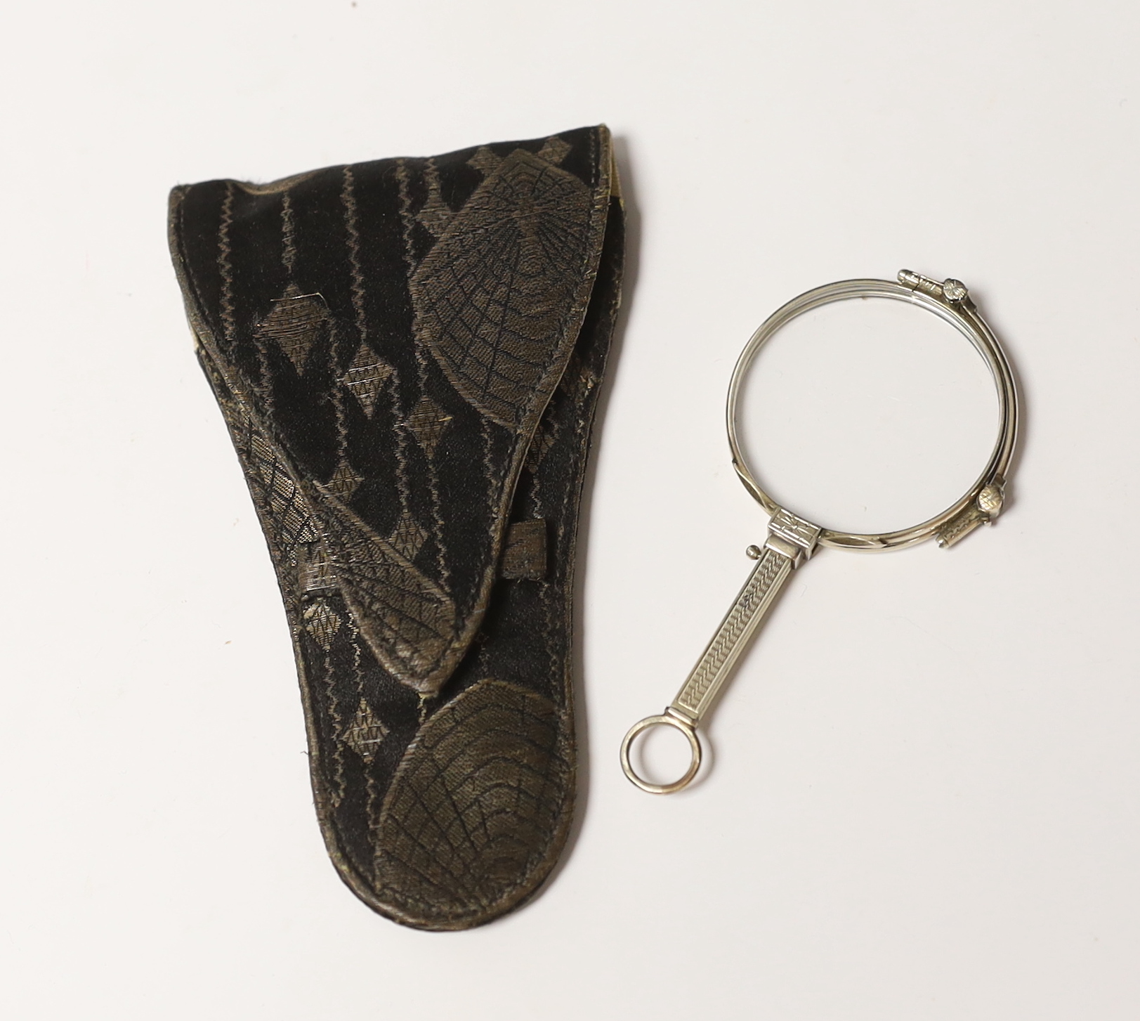 C. W. Dixey & Sons, a pair of white metal lorgnettes, in a leather case